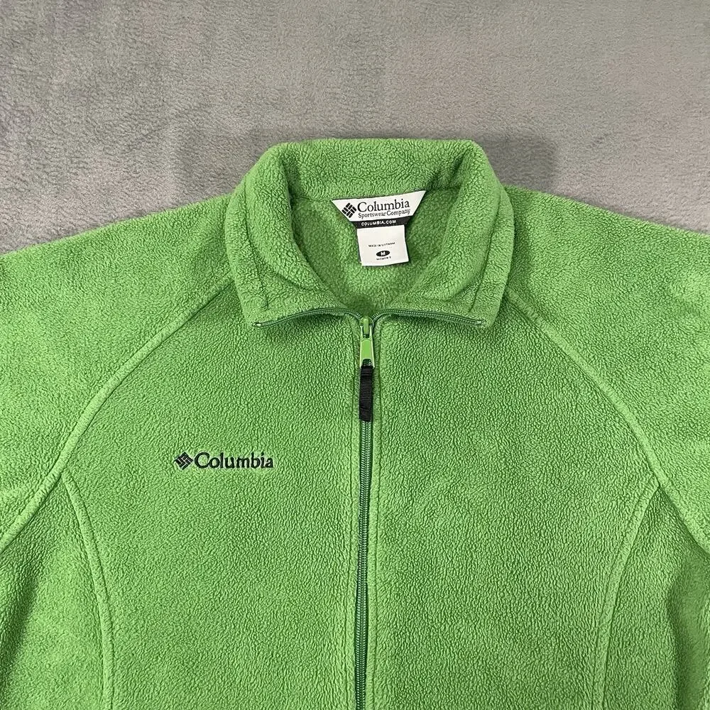 Columbia Fleece Jacket Green Women’s M Zip Up Outdoor Lightweight Coat